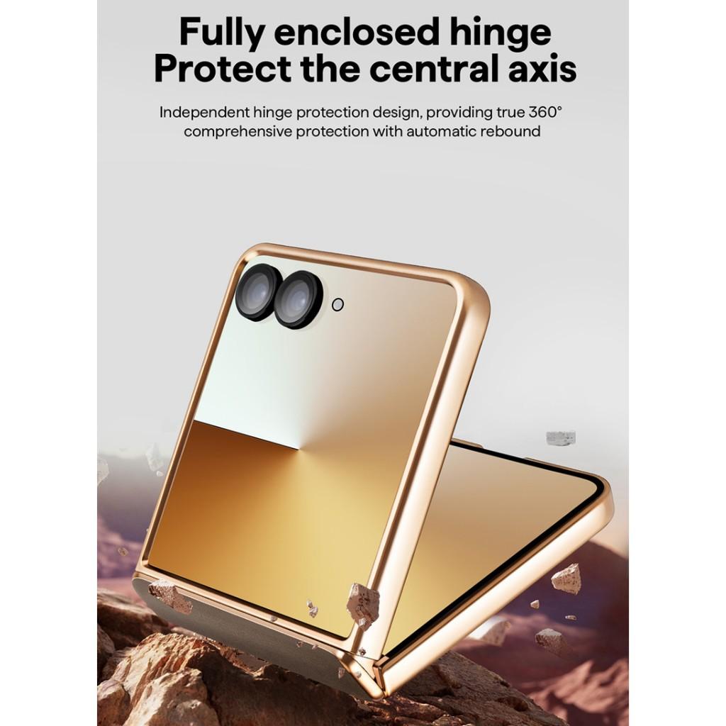 Hochwertige Leder-Metall-Halterung Hülle Für Samsung Galaxy Z Flip 7 Flip 6 Flip5 Flip 4 3 Auto-Rückstellfeder Scharnier Schutzhülle