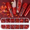 12 Box Laser Bright Red Nail Glitter Valentine's Day Love Butterfly Maple Leaf Nail Patch Material