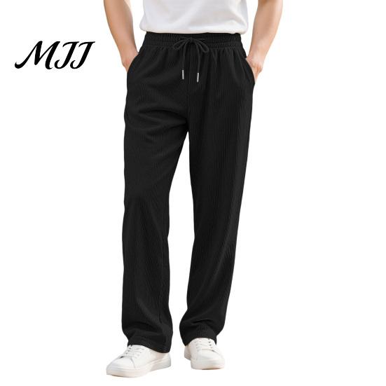 Wide Leg Mens Casual Trousers Men Corduroy Baggy Sweatpants, Drawstring Waist Straight Joggers, Pants Solid Color Athletic for Jogging Gym Workout
