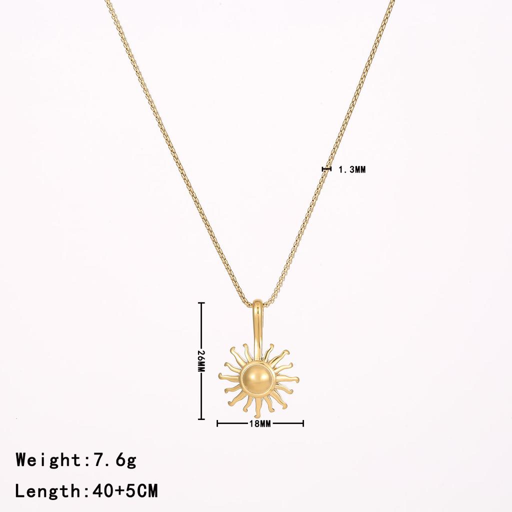 Hot Selling Ins Design Women's Stainless Steel Necklace Trendy Sunflower Pendant Square Pearl Chain High Quality Fashion Jewelry