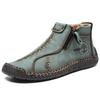 Handmade Leather Casual Shoes For Men Sneakers Men Flat Footwear Zipper Leather Boots Men Ankle Plus Size 39-47