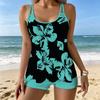Women's Swimwear Tankini 2 Piece Swimsuit Vegetation  Pattern Print Vacation Bathing Suits