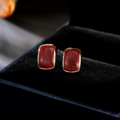 Women's Light Luxury Design Elegant Vintage Enamel Geometric Earrings Fashionable and Versatile, Niche Design Earrings