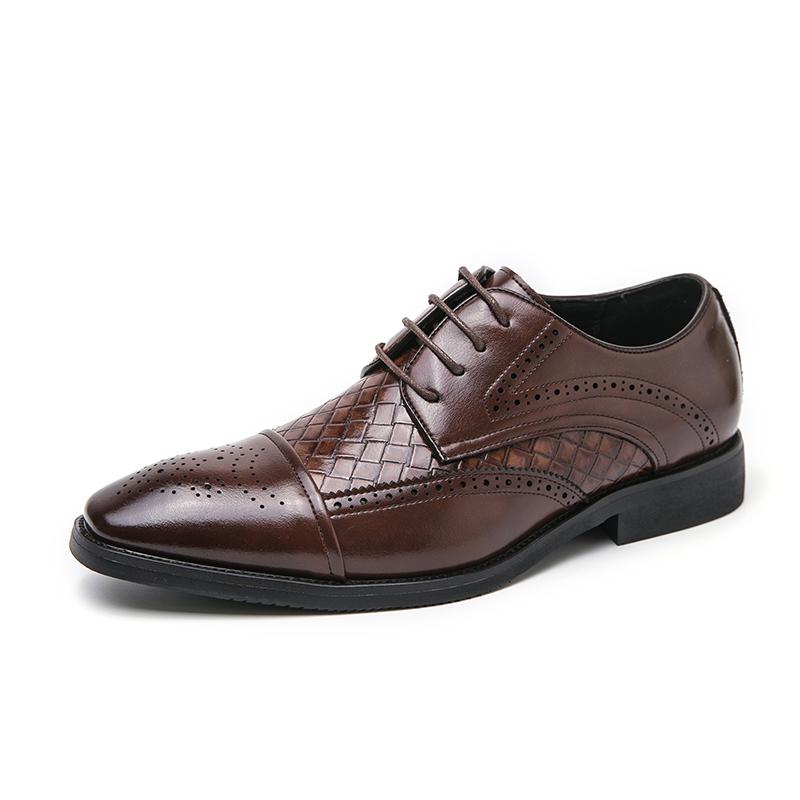 Luxury Brand High-end Blue Men's Banquet Dress Shoes Office Business Dress Shoes Soft Soled Lace Up Men's Leather Casual Shoes