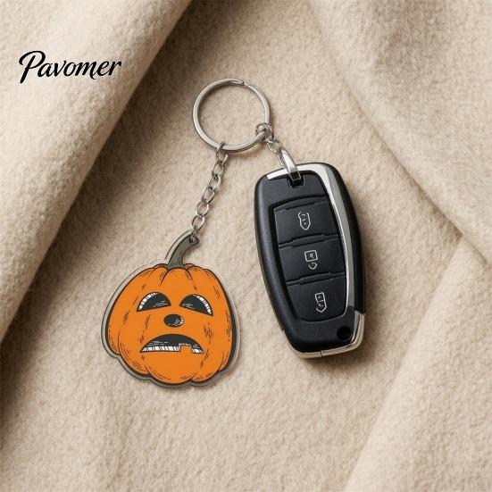 Pumpkin Pattern Charm Halloween Creepy Acrylic Keychain, Double-sided Head Key Ring Double Sided Holder for Backpacks, Decorative Car Chain