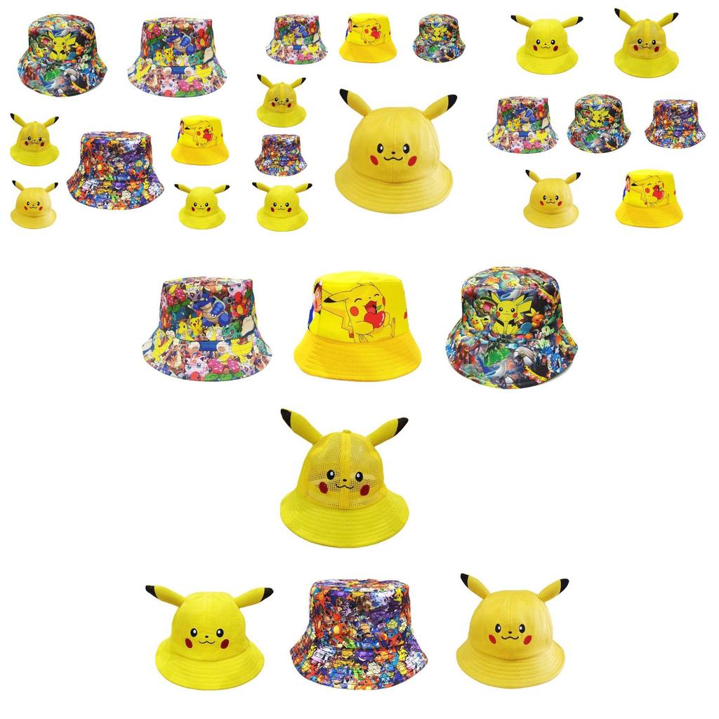 Cartoon Pikachu Fisherman Hat For Kids And Parents Cute Outdoor Sun Hat