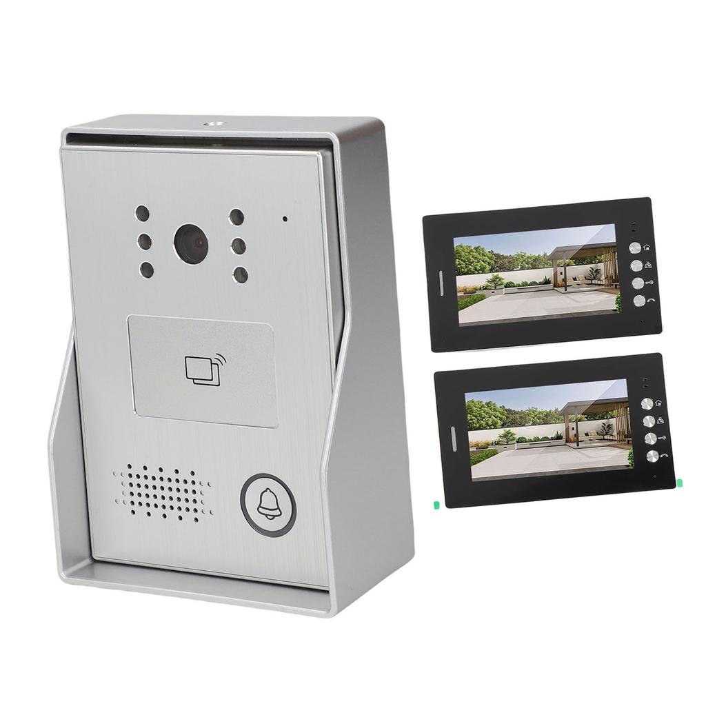 Smart Doorbell 7 Inch High Definition Screen 2 Units Card Access Control Video Intercom Doorbell for Villa GB Plug
