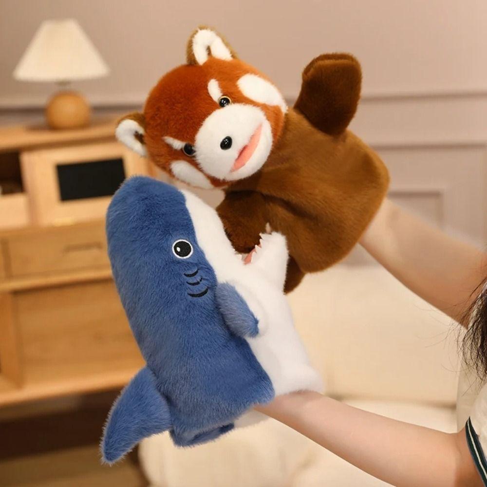 Frog Animal Hand Puppet Storytelling Duck Stuffed Plush Shark Toys Simulation Movable Mouth Hand Finger Story Puppet
