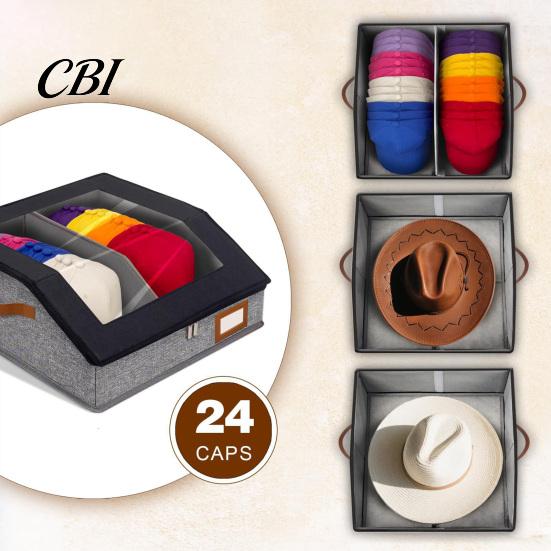 Adjustable Hat Storage with Dividers Organizer, Clear Window Lid Flip Top Access Design, Organizer for Baseball Caps Stackable Partition Box,
