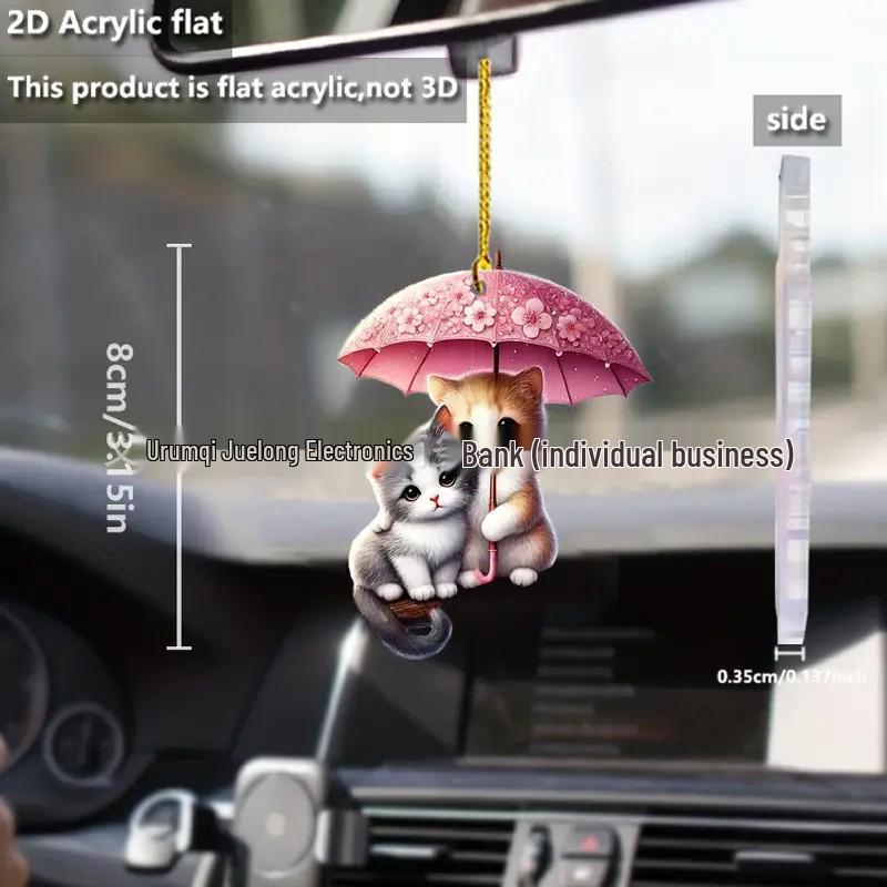 High-Value 2D Acrylic Cat Couple Keyring & Car Pendant