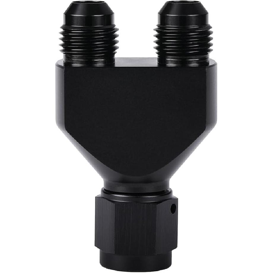 10AN Female to Parallel Dual 10AN 10AN Male Y Block Fuel Fitting Splitter Adapter Connector Aluminum Black