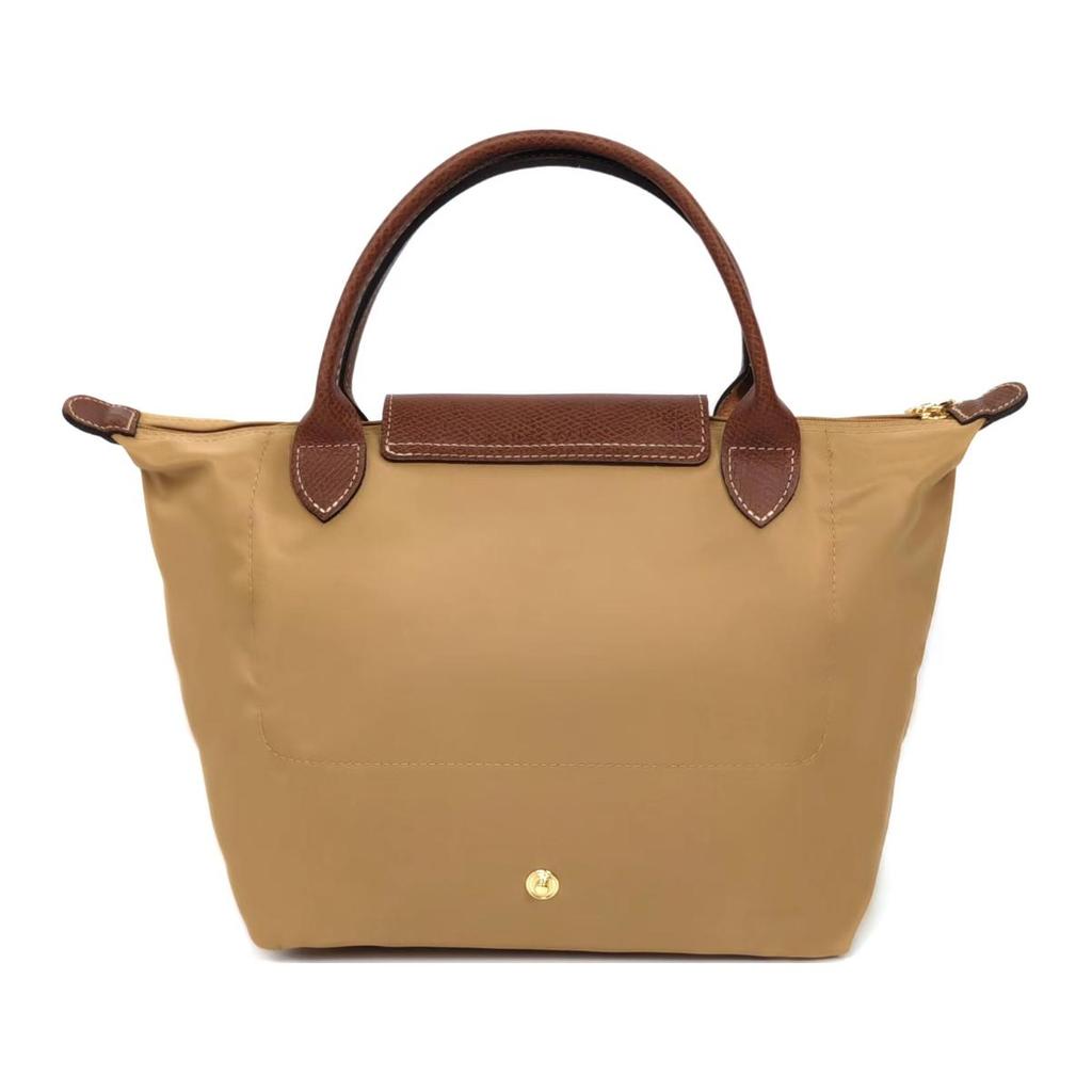 Longchamp Le Pliage Original Series Embossed Logo Nylon Canvas And Leather Dumpling Tote Bag Small Women Tote Bags Light-Brown 1621089P86