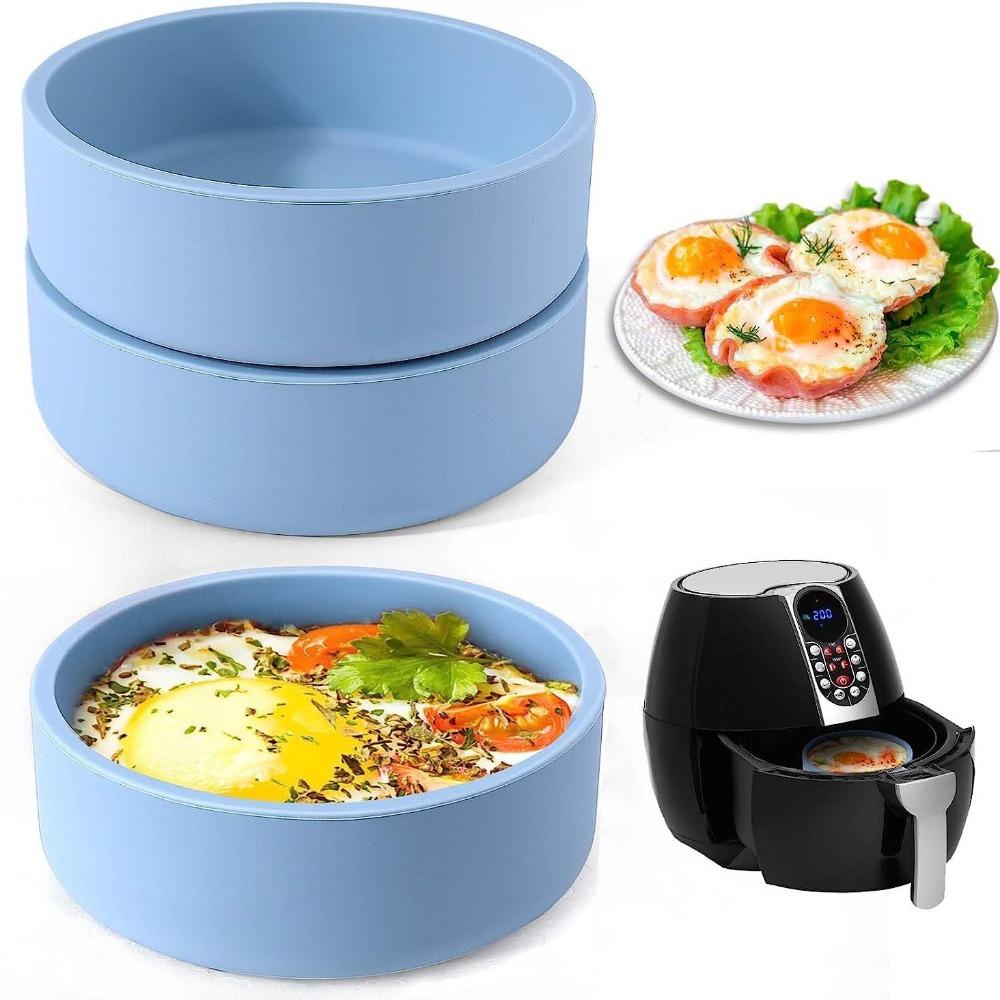 2pcs Non-Stick Air Fryer Egg Mould SIlicone Muffins Cake Mold Multipurpose Steam Egg Bowl  Oven