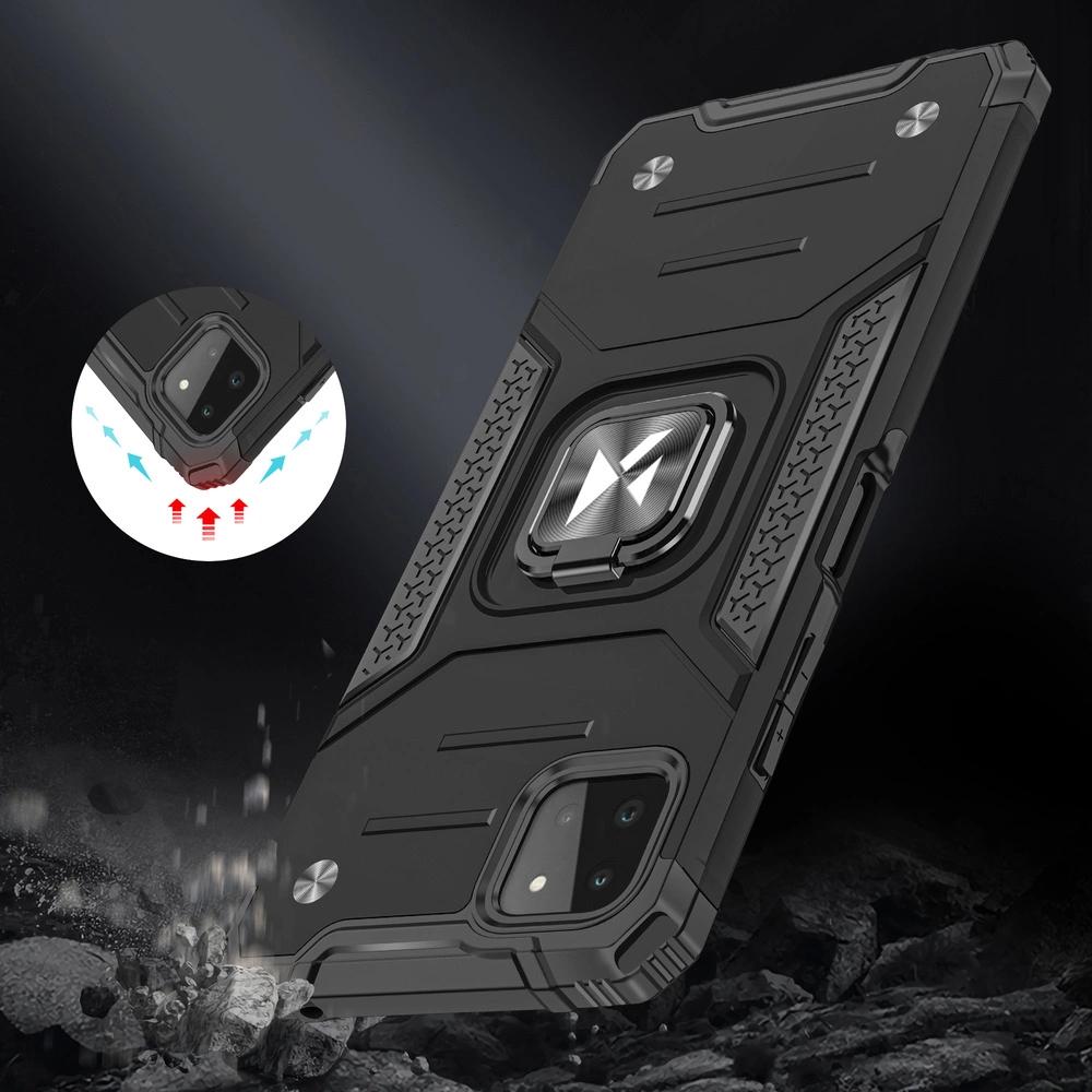 Wozinsky Ring Armor Pancerne Hybrydowe Etui Pokrowiec + Magnetyczny Uchwyt Samsung Galaxy A22 4G Srebrny