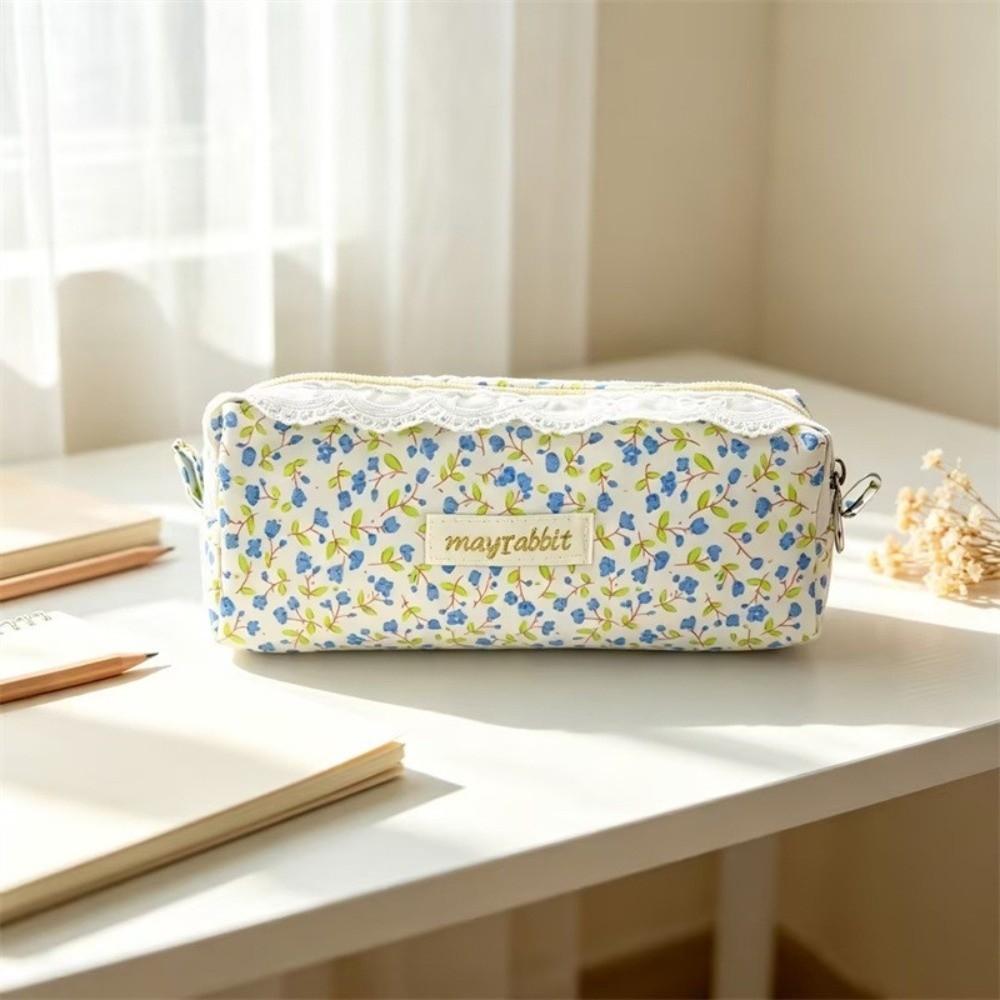 Zipper Floral Pencil Case Cotton Stationery Pouch New Pencil Pouch School Supplies