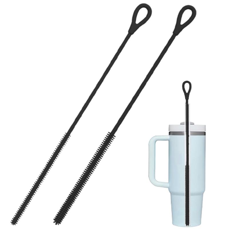 Silicone Straw Cleaner Brush, 2Pcs Straw Cleaner Brush Extra Long, Straw Brush Bristles Cleaner Brush For Cleaning Stanley