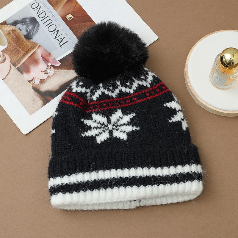 Autumn and Winter Hat Women's Big Head Circumference Knitted Wool Hat Rabbit Hair Plush Thermal Hat