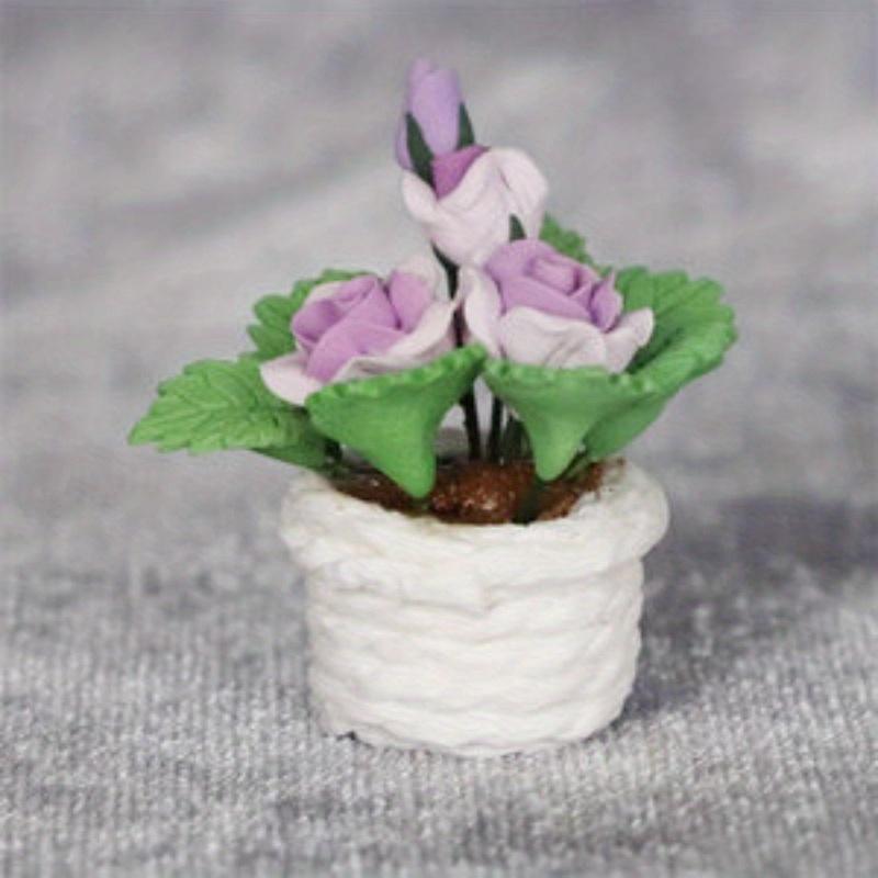 1pcs Simulation Flower Red Rose Potted Plant Garden Scene Flowers and Greenery Potted Plants Micro Landscape Potted Garden Greenery