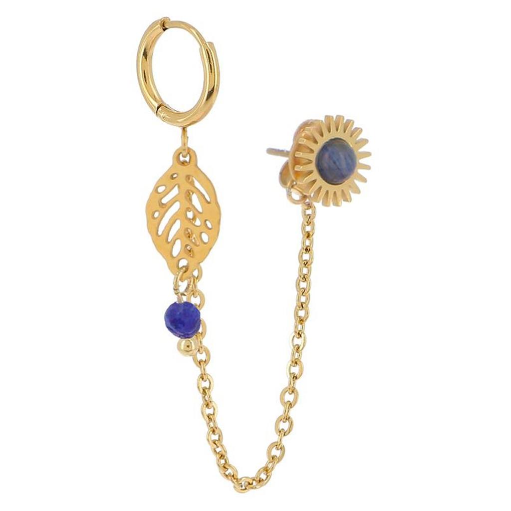 Les Trésors De Lily [R4486] - Mono boucle acier 'Cleapatra' bleu doré - 10 mm- 8 mm (soleil)