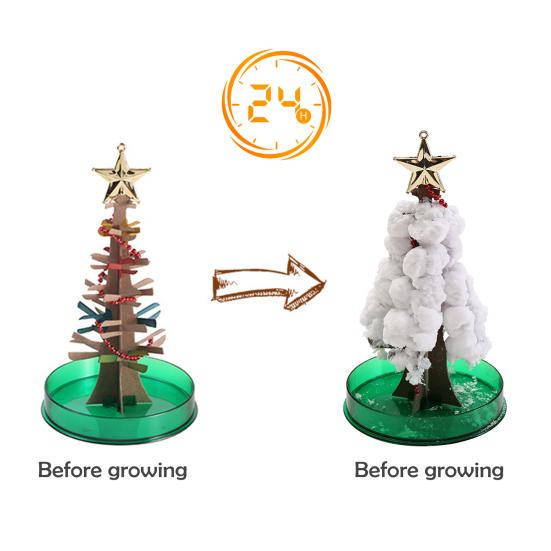 1 Set Mini Christmas Tree Toy DIY Faux Crystal Growing Tree Educational Crystallization Xmas Tree Toy Desktop Decoration Toddlers Boys Girls Gift