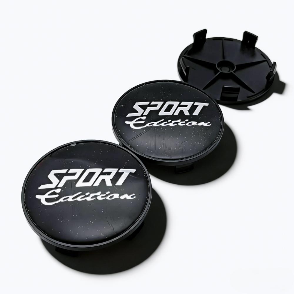 4pcs Black Silver Sport Edition Logo Emblem Car Wheel Center Caps 68MM 63MM Wheels Hub Cap Rim Hubcaps Dust Cover Accessories