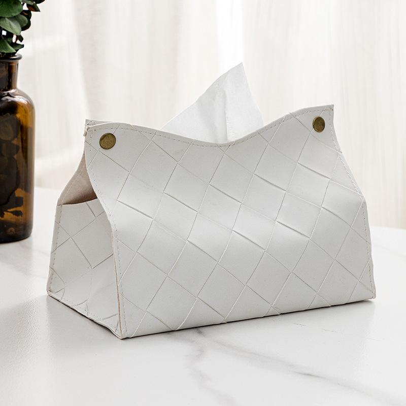 Scatola per fazzoletti in PU pelle intrecciata a quadri Nordic Moderno Americano Soggiorno Hotel Tavolo Scatola per fazzoletti Porta fazzoletti da auto Economico