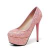 Wedding Party Shoes Women Sexy Super High Heels White/Silver/Pink Glitter Pumps Bling Pointed Toe Platform Shoes Zapatos Mujer