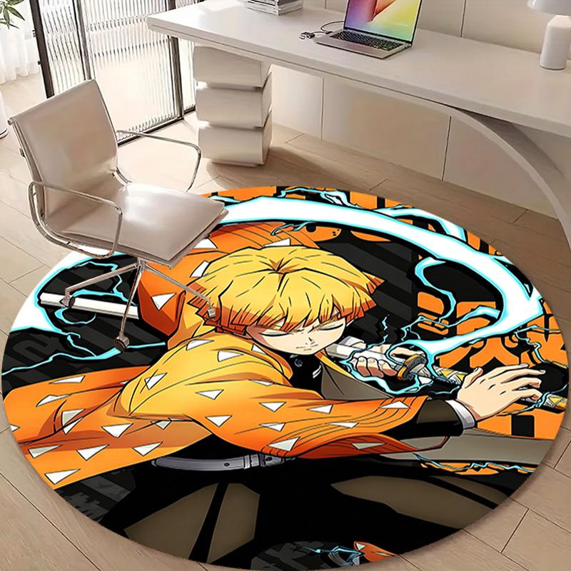 1pc Agatsuma Zenitsu  Print Round Carpet Chair Round Carpet Suitable for Bedroom Living Room Home Decorative Carpet