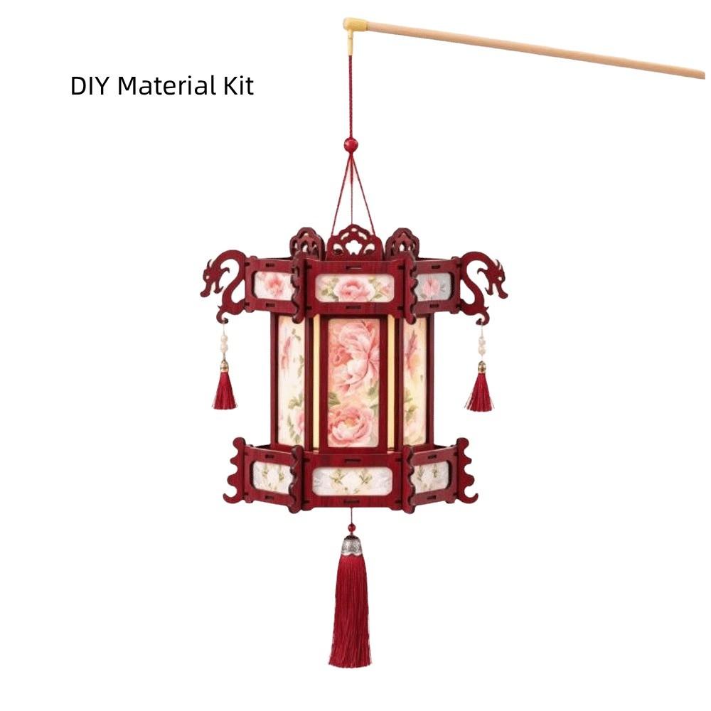 New Year DIY Spring Festival Lanterns Luxury LED Luminous Wooden Lanterns Festival Decorations