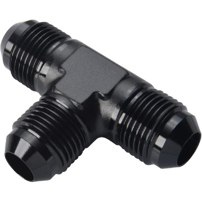 4AN Male Flare Tee T Block Fuel Fitting Adapter Aluminum Black