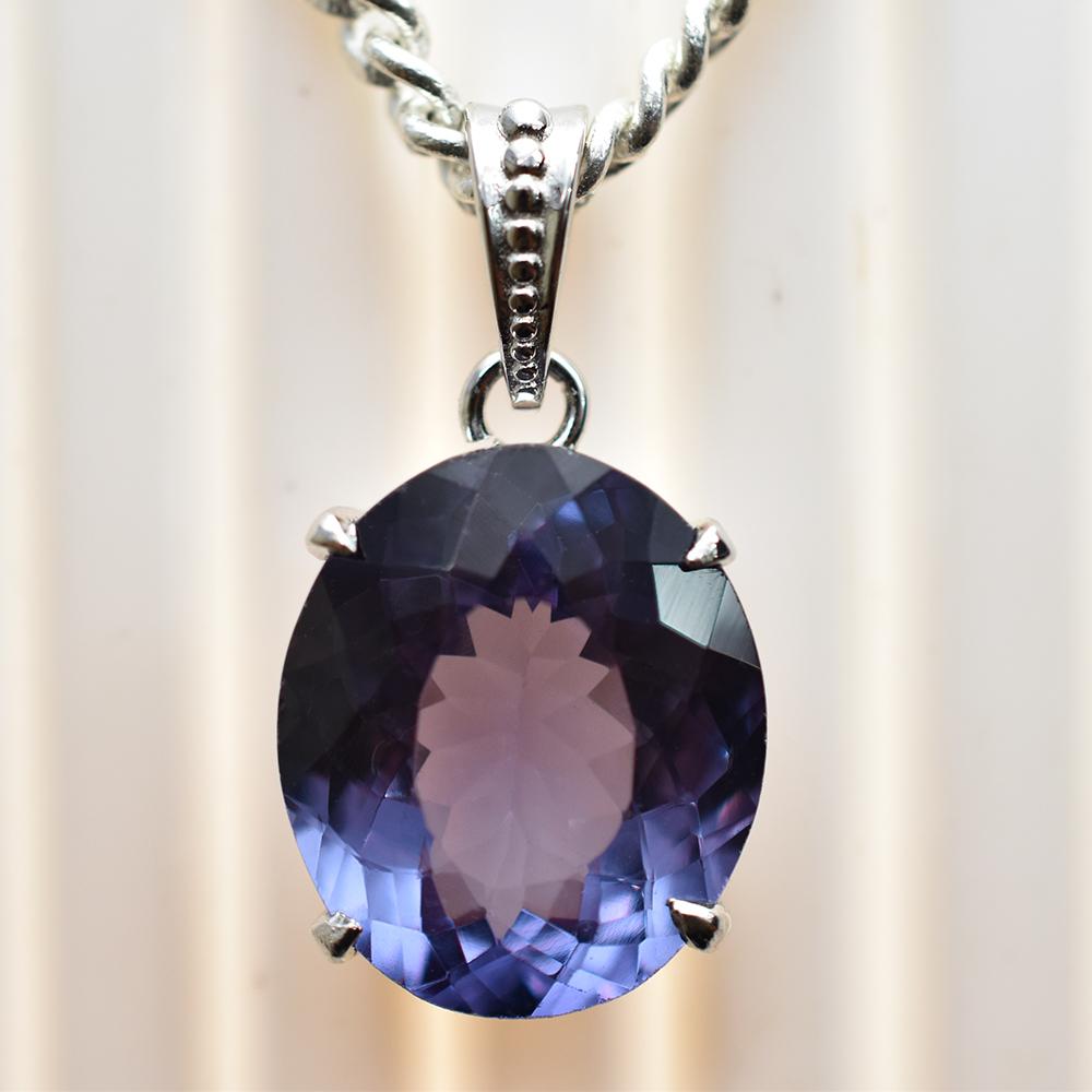 Natural Color Change Alex 32.70 Ct CERTIFIED 925 Sterling Silver Oval Pendant MY.PDS-334-NS