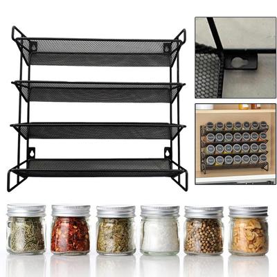 Étagère à épices à 4 niveaux, organisateur de pots à épices en métal peu encombrant, support de rangement pour épices pour comptoir d'armoire de cuisine