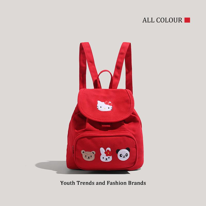 Homemade medieval big cartoon cat sweet canvas backpack cute cartoon large capacity schoolbag niche new