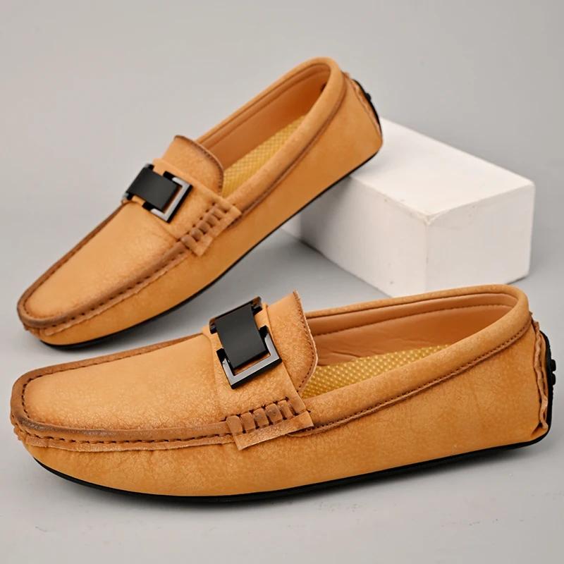Suede Leather Mens Driving Footwear Slip On Man Formal Shoes High Quality Men Shoes Driving Lazy Loafers Moccasins Big Size 49