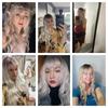 HAIRCUBE Long Wavy Synthetic Wigs Light Blonde Ombre Wigs for Women With Bangs Natural Hairline Heat Resistant Fiber Wig Daily