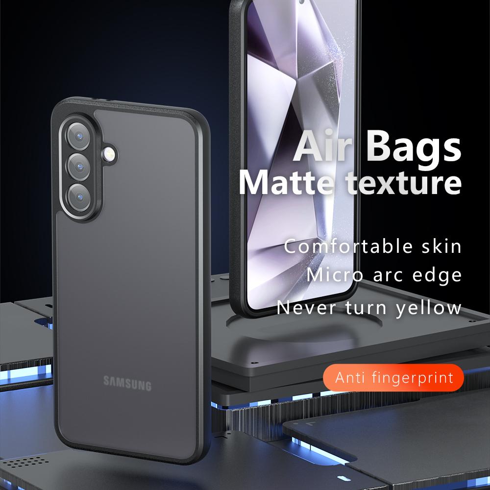 For Samsung Galaxy A26 5G Case Skin-Touch TPU+PC Matte Phone Shell,Transparent Black