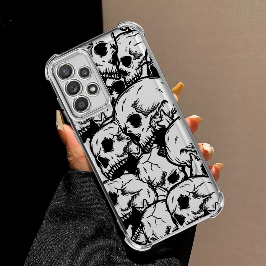 Funda para Teléfono con Cuatro Patrones de Calavera Espeluznante para Samsung Galaxy A14 A04 A54 A34 A73 A13 A23 A51 A24 A52 A16 A06 A33 A50 A07