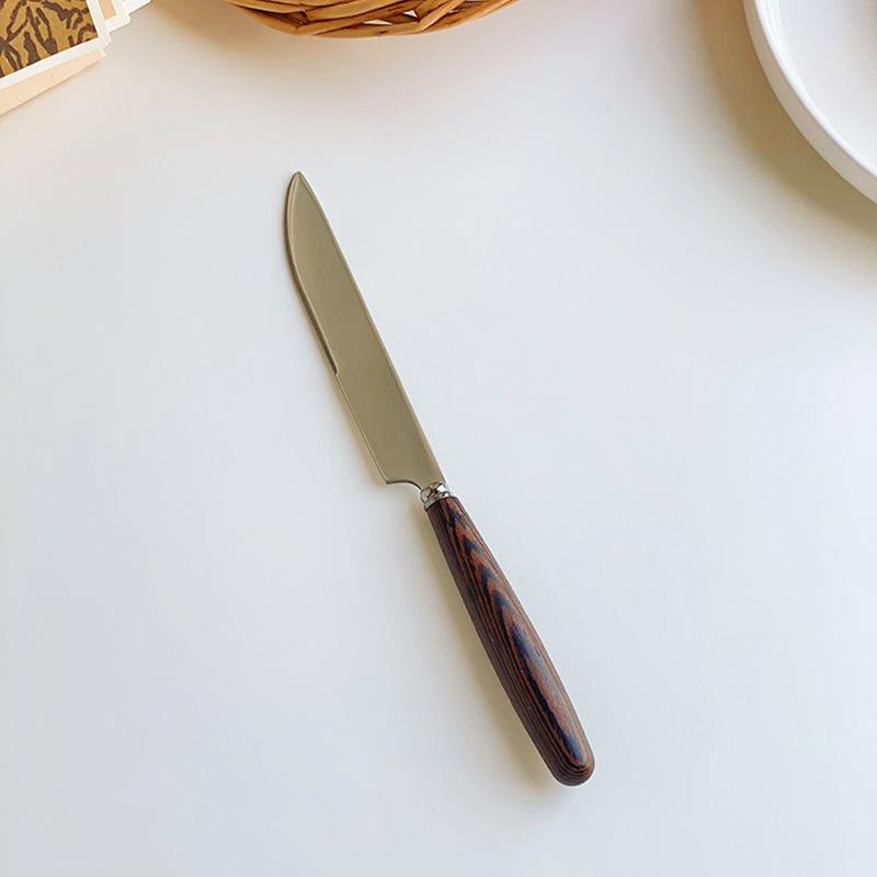 Korean household long-handled spoon, fork, stainless steel tableware ins western food steak knife 304 stainless steel chopsticks