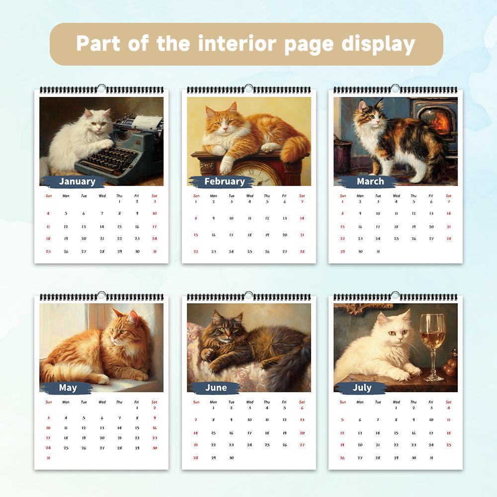 1pc 2026 Wall Calendar, High-Resolution Cat Photos, 12 Beautiful Designs, Monthly Plans, Perfect Gift for Birthday, Christmas