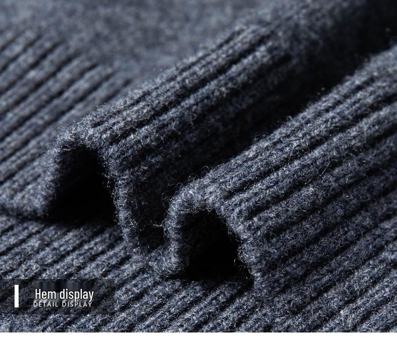 Men's 100% Merino Wool Half-Zip Pullover Sweater - Warm Winter Wear for Middle-Aged Men