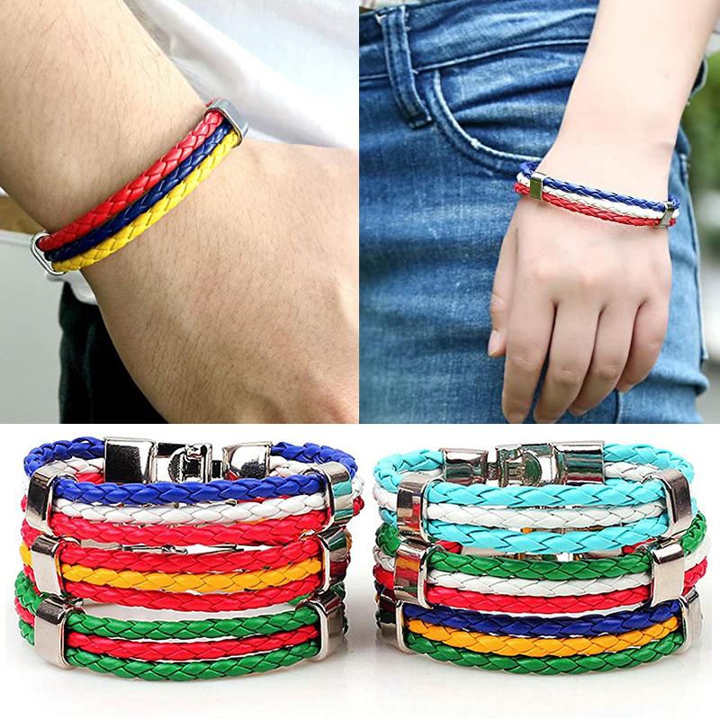 Bracelet en Cuir PU Tressé pour Hommes Femmes