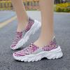 Summer Moccasin Pink Beach Walking Shoes Women Multicolor Casual Weave Slip on Braided Elevator Sneakers Plus Size