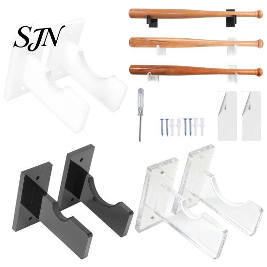 Acrylic Storage Rack 2PCS Baseball Bat Display Stands, Wall Mount Space Saving Holder Holders, Soft Lining Protection Organizers for Sports