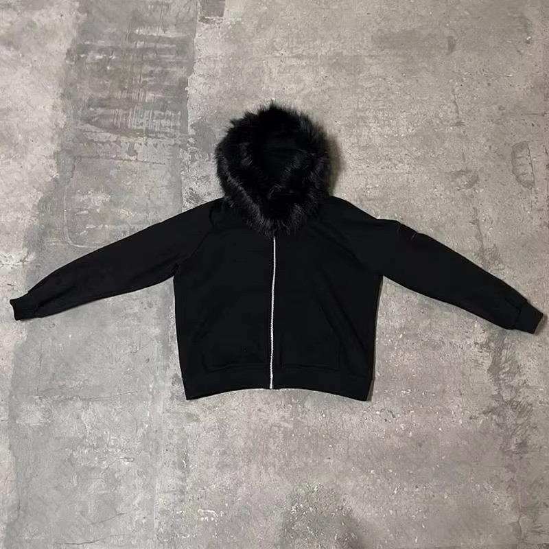 ROADVIBE Fluffy Hat Hoodie Solid Color Casual Long Sleeve Hoodie Retro Coat Street Trend Y2k