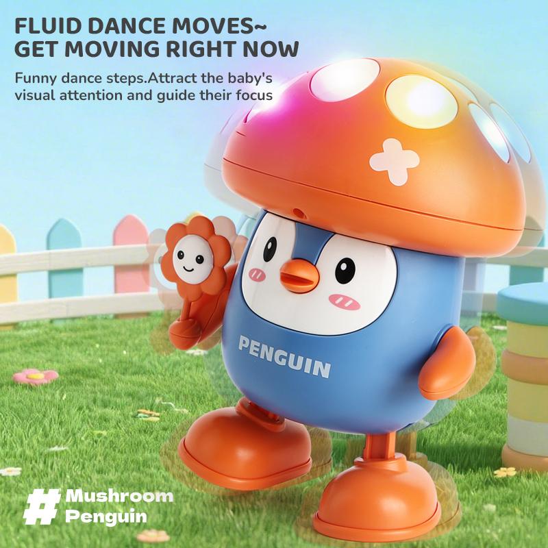 Non-Toxic Recording Tongue Talk Dance Mushroom Baby Electric Penguin With Music Llight Cartoon Doll Sound Light Children'S Education Toys