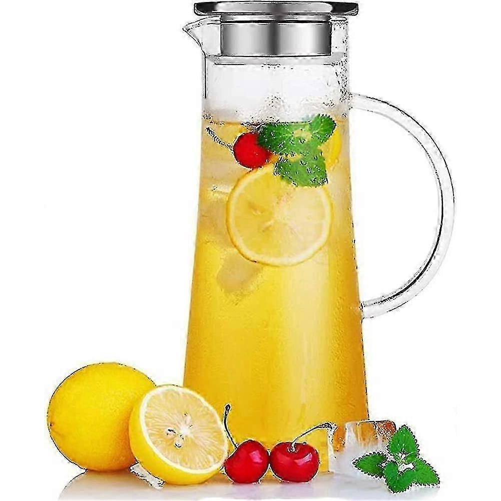 1.5 Liter Glass Pitcher With Lid. Glass Carafe For Water. Iced Tw