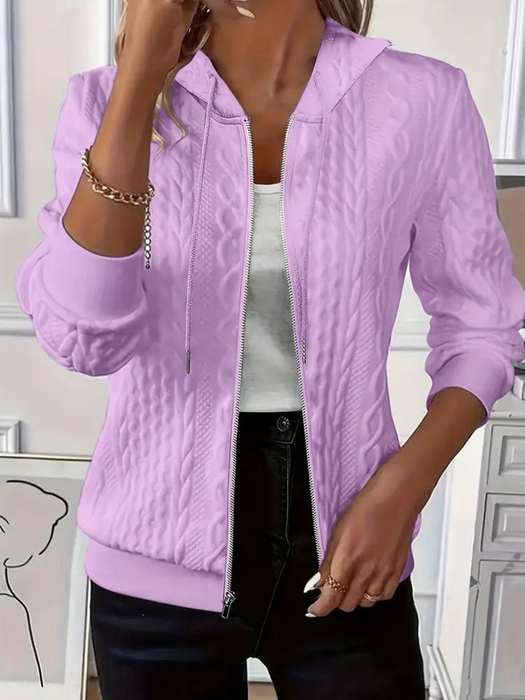 

Женская повседневная куртка с капюшоном на молнии - Пальто с длинными рукавами, эластичными манжетами и капюшоном на шнурке, однотонная универсальная верхняя одежда на осень/зиму 2XL фиолетовый