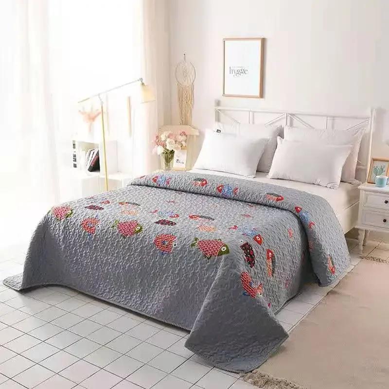 Tagesdecke Gewaschene Baumwolle Gesteppte Bettdecke Queen King Size Ländlicher Stil Rutschfestes Laken Decke Steppdecke Warm Bedruckte Bettwäsche