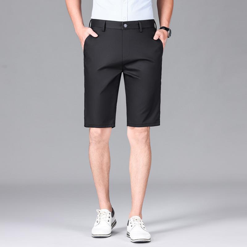 Men's Black Non-Iron Stretch Casual Shorts - All-Season, Anti-Wrinkle, Straight Fit, Sports Style