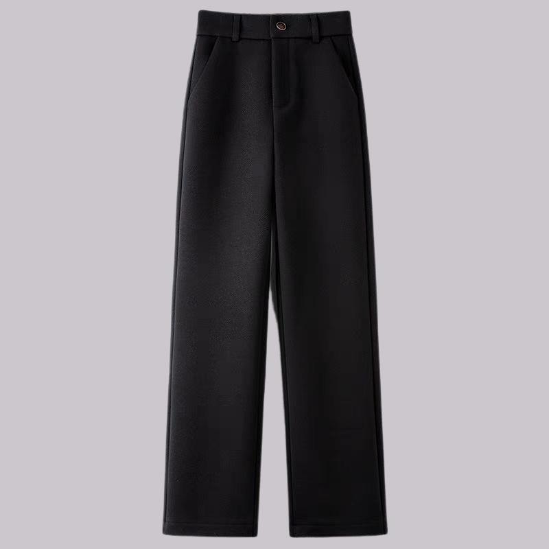 

Seasonal High-Waisted Wool Wide-Leg Pants, Slimming Warm Bell Bottoms for Women, in Khaki, Black, and Gray. L (recommended 105-115 jin) чёрный